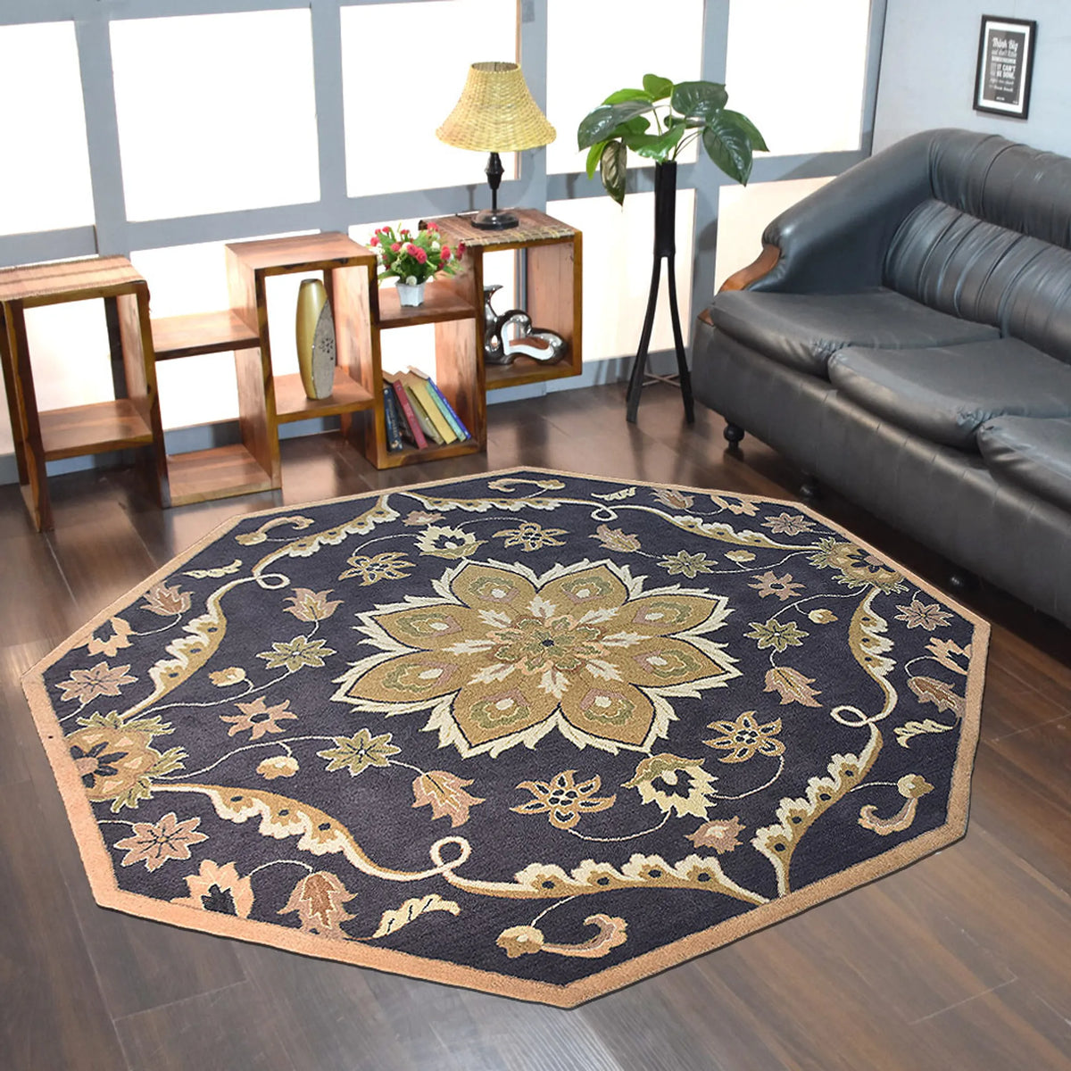 Rugsotic Carpets Hand Tufted Wool Octagon Area Rug Oriental