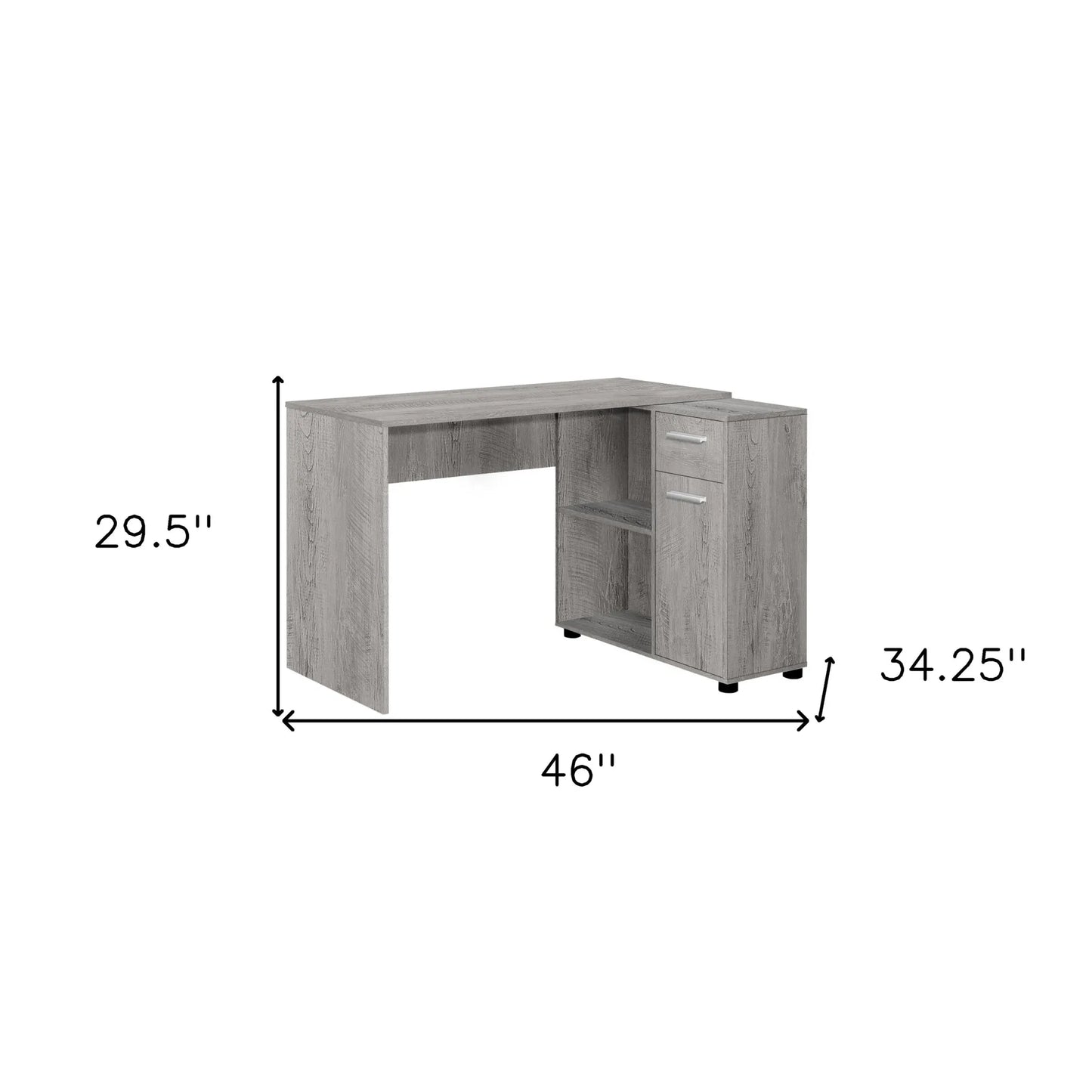 46" Gray Wood L Shape Computer Desk