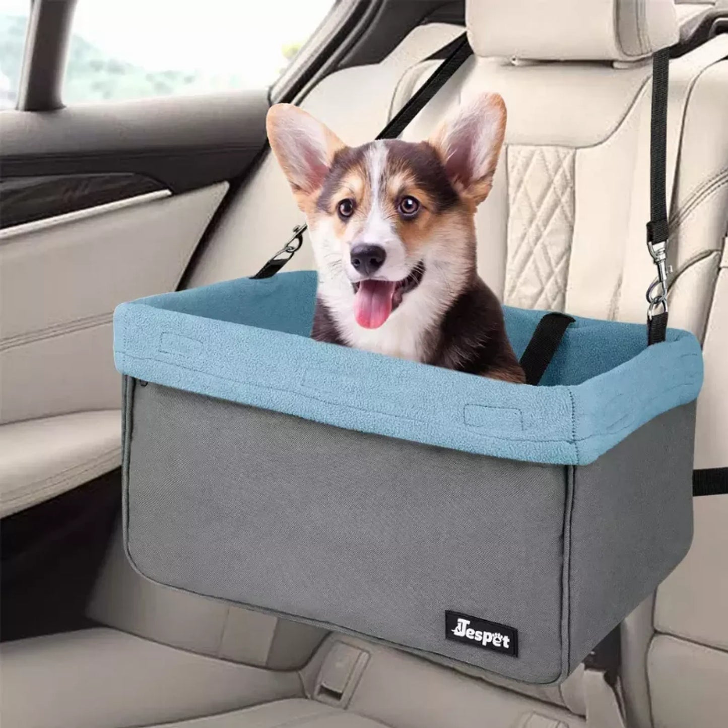 JESPET & GOOPAWS Dog Booster Seats for Cars, Portable Dog Car Seat Travel Carrier with Seat Belt