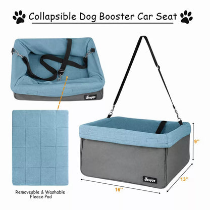 JESPET & GOOPAWS Dog Booster Seats for Cars, Portable Dog Car Seat Travel Carrier with Seat Belt