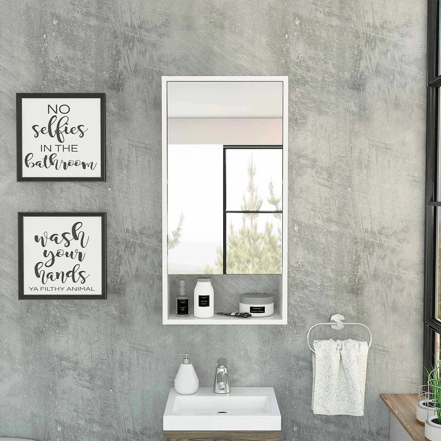 Mariana Medicine Cabinet, One External Shelf, Single Mirror Door