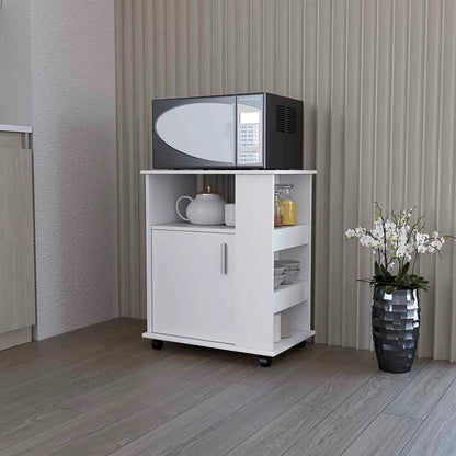 Kitchen Service Cart, Three Side  Shelves, Two Interior Shelves