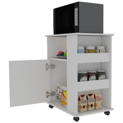 Kitchen Service Cart, Three Side  Shelves, Two Interior Shelves