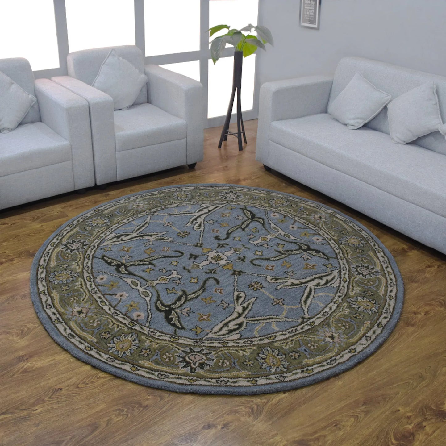 Rugsotic Carpets Hand Tufted Wool Round Area Rug Oriental