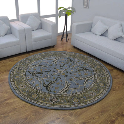 Rugsotic Carpets Hand Tufted Wool Round Area Rug Oriental