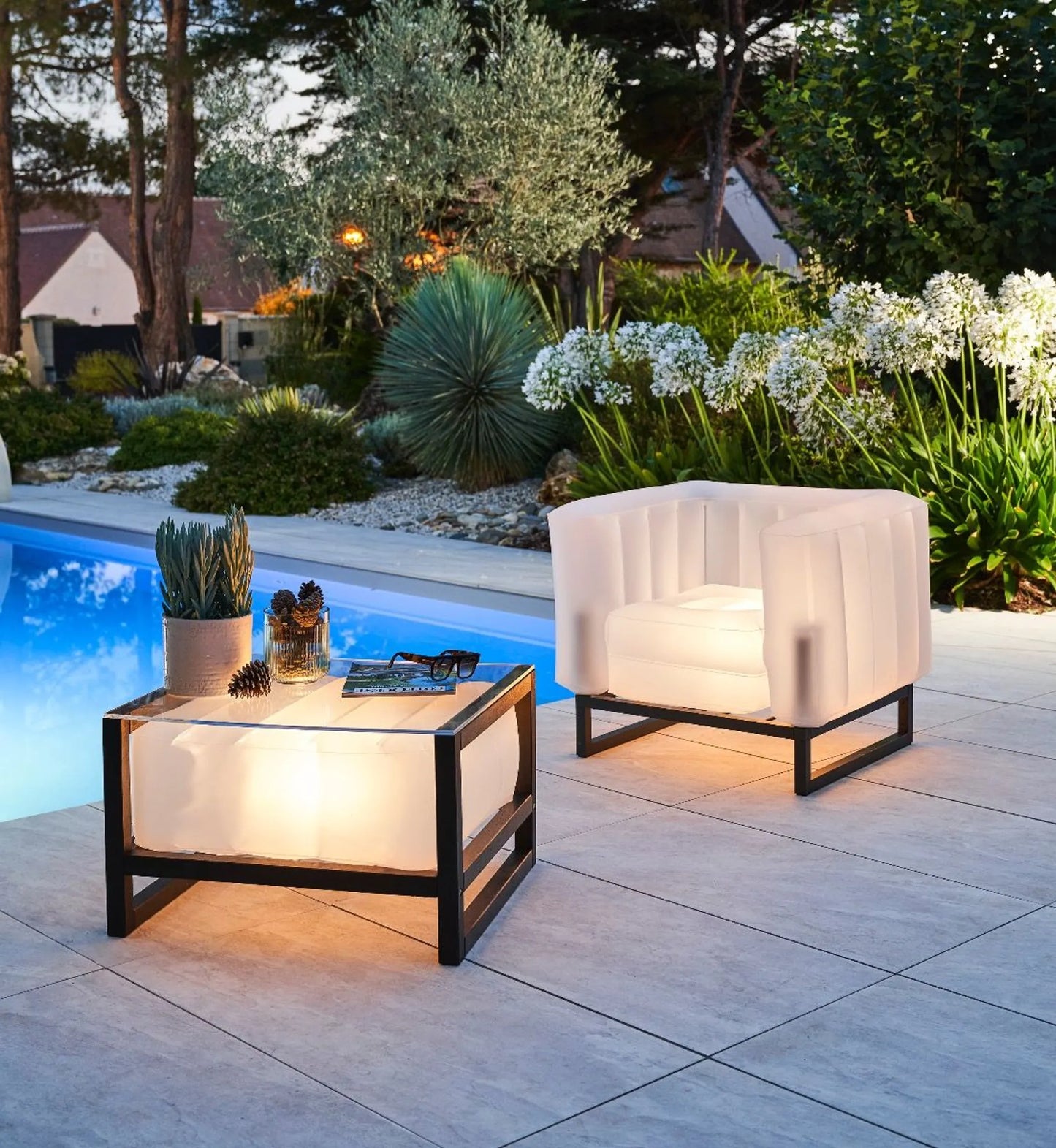 YOMI ARMCHAIR EKO WITH LIGHTING ALUMINIUM Frame