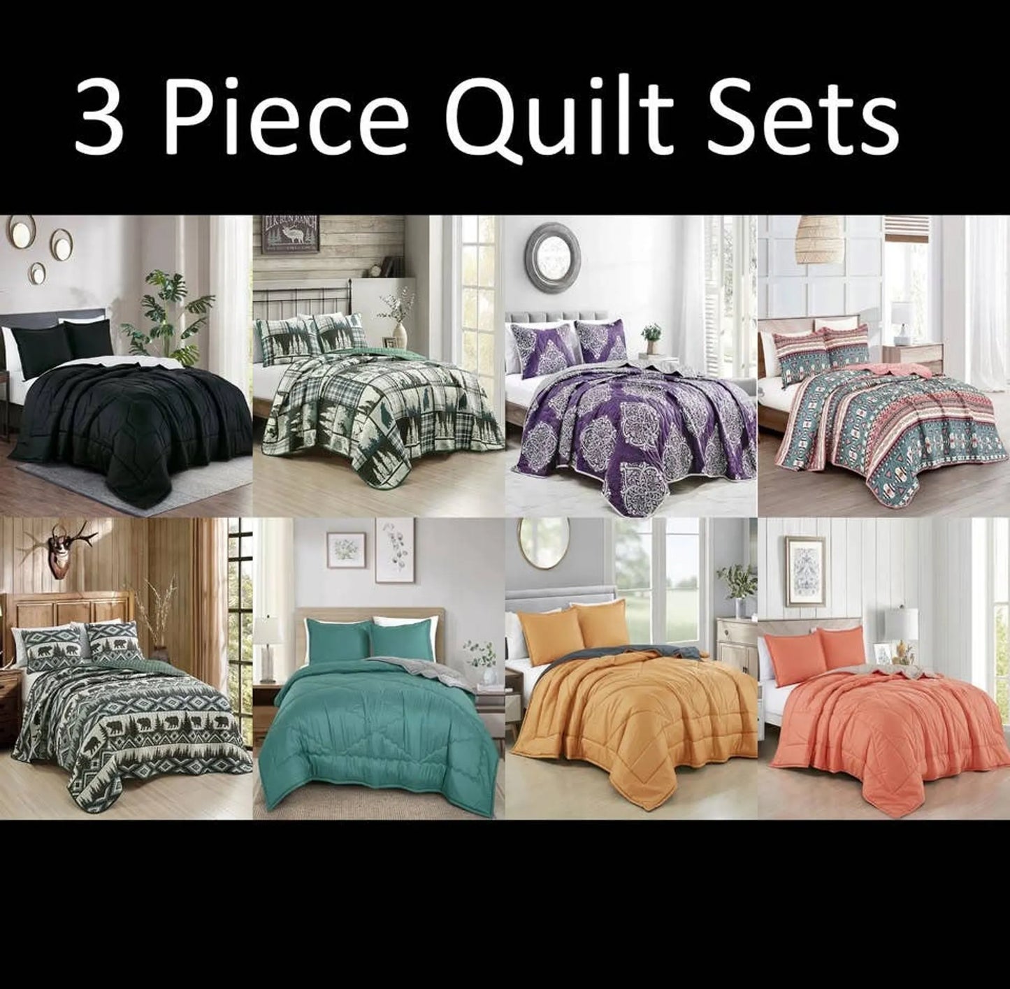 5pcs Assorted Soft Plush Cozy Bed Quilt Sets Queen Size