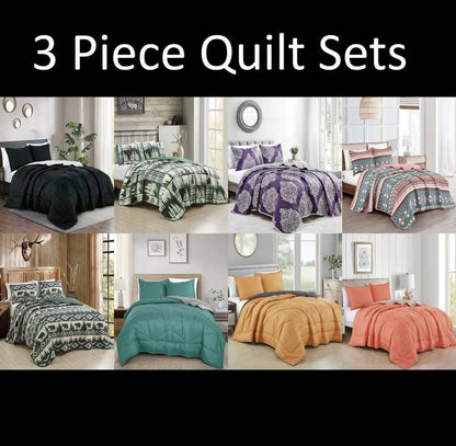 5pcs Assorted Soft Plush Cozy Bed Quilt Sets Queen Size