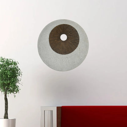 27" X 27" X 3" Brown & Gray Round Double Layer Ribbed Wall Decor