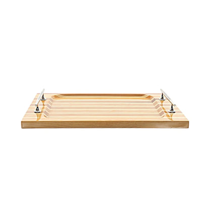 Solid Wood Striped Serving Tray With Handles