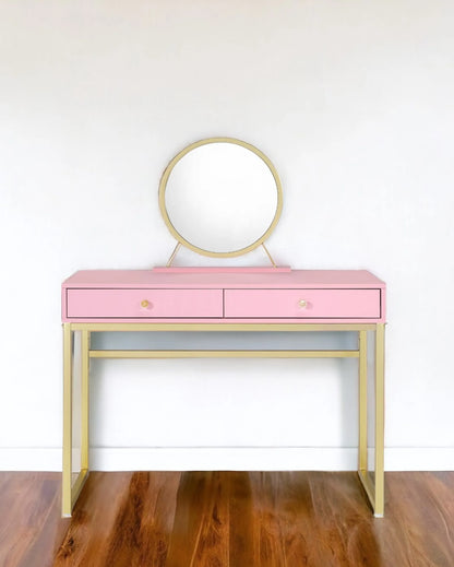42" Pink Mirrored Two Drawer Dresser