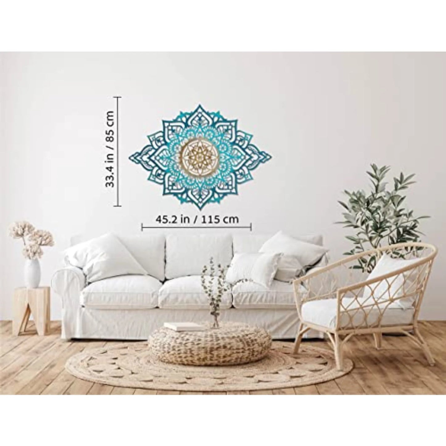 Turquoise And Gold Solid Wood Geometric Shapes Wall Decor