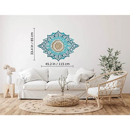 Turquoise And Gold Solid Wood Geometric Shapes Wall Decor