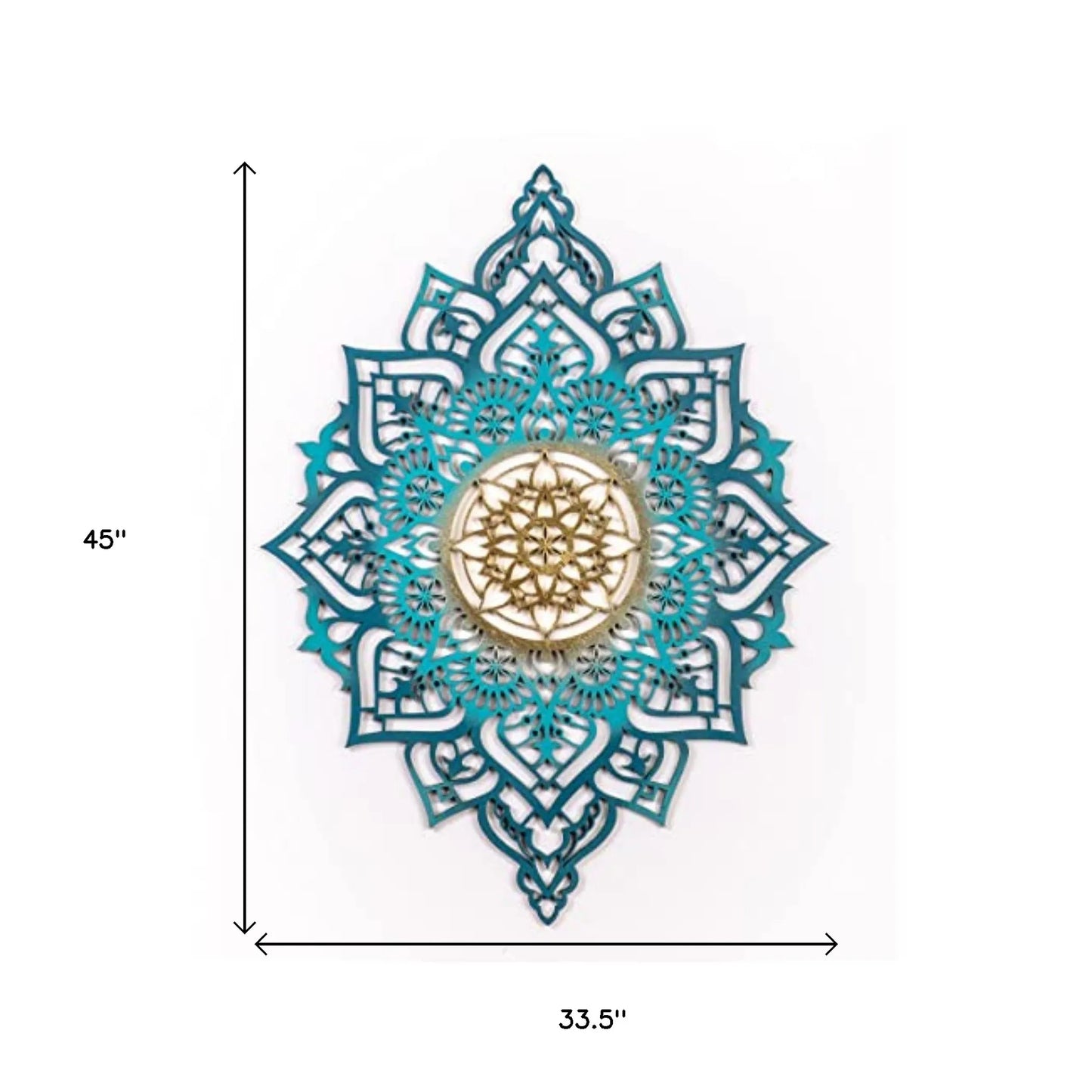Turquoise And Gold Solid Wood Geometric Shapes Wall Decor