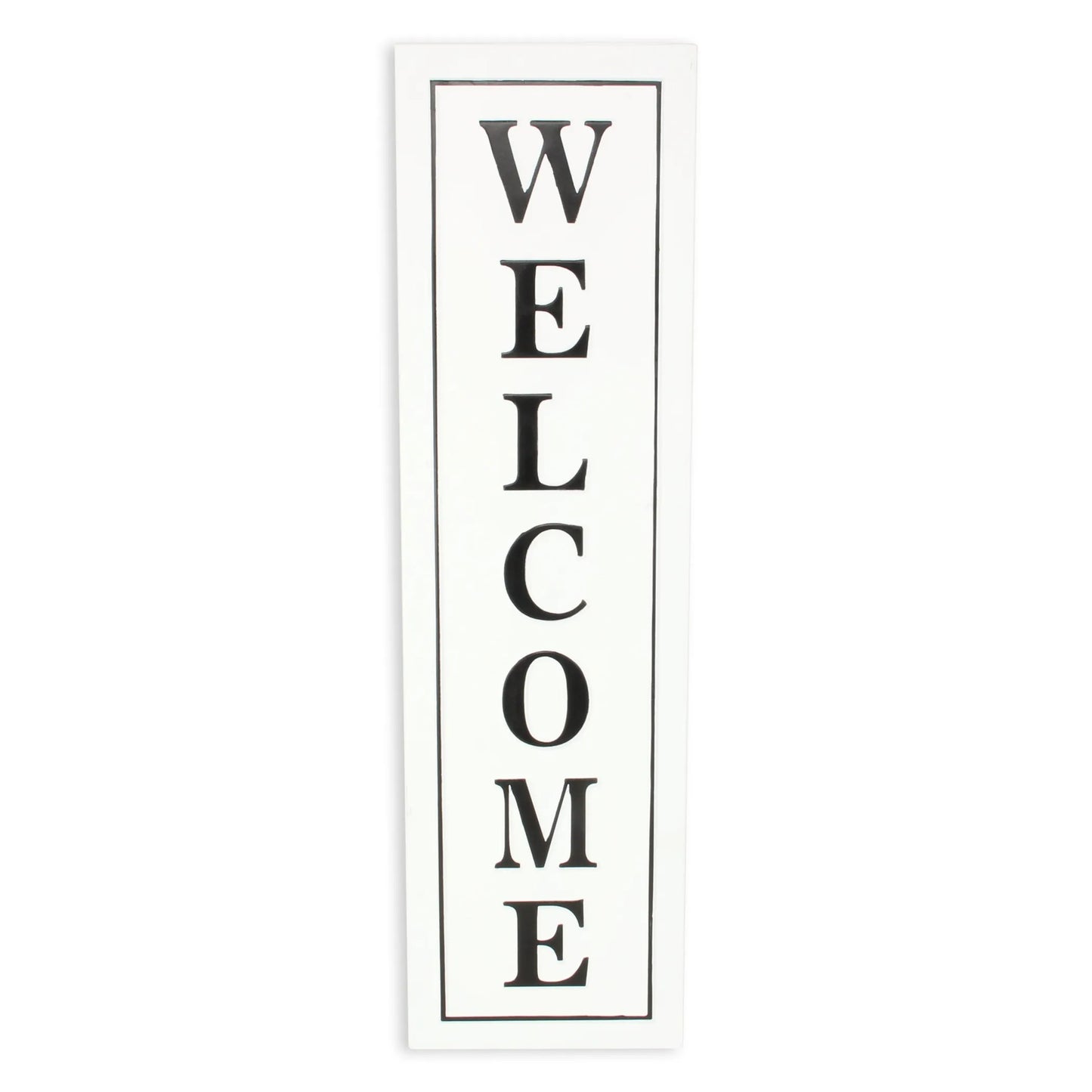 39" X 11" White and Black Welcome Metal Wall Decor