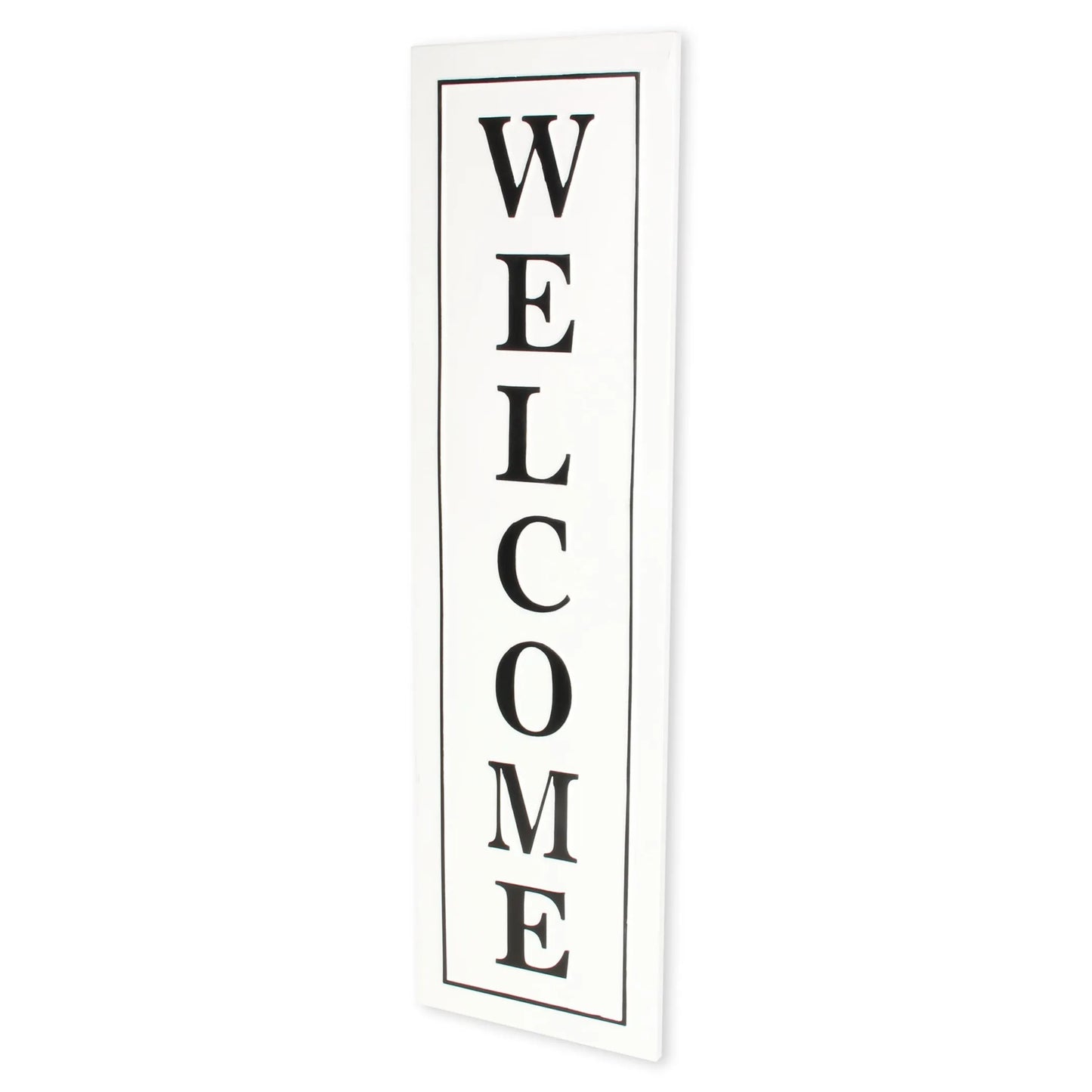39" X 11" White and Black Welcome Metal Wall Decor