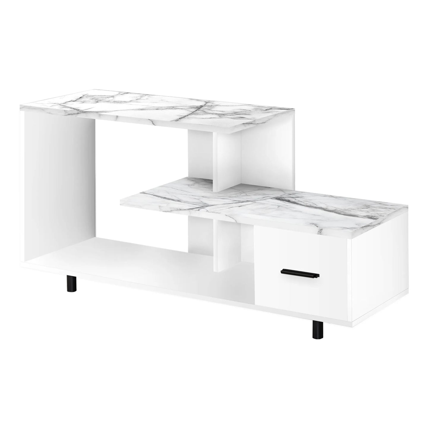 47" White Cabinet Enclosed Storage TV Stand