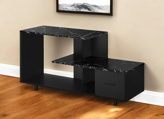 47" Black Cabinet Enclosed Storage TV Stand