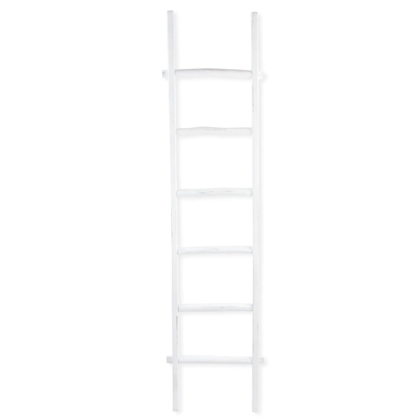 76" White Six Step Solid Wood Decorative Ladder