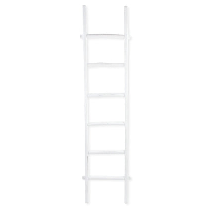 76" White Six Step Solid Wood Decorative Ladder