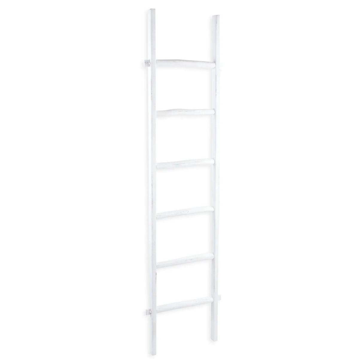 76" White Six Step Solid Wood Decorative Ladder