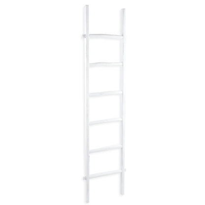 76" White Six Step Solid Wood Decorative Ladder