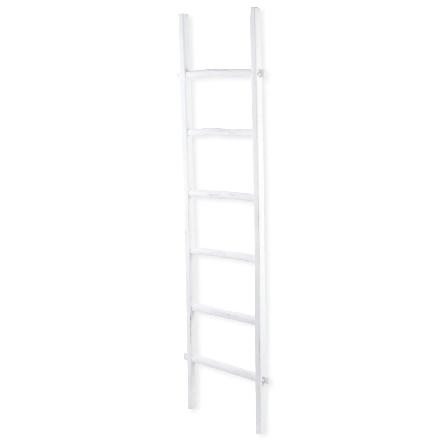 76" White Six Step Solid Wood Decorative Ladder