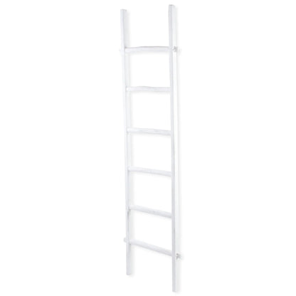 76" White Six Step Solid Wood Decorative Ladder