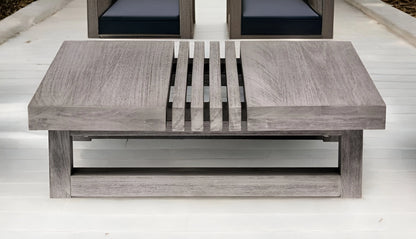 33" Gray Solid Wood Outdoor Coffee Table
