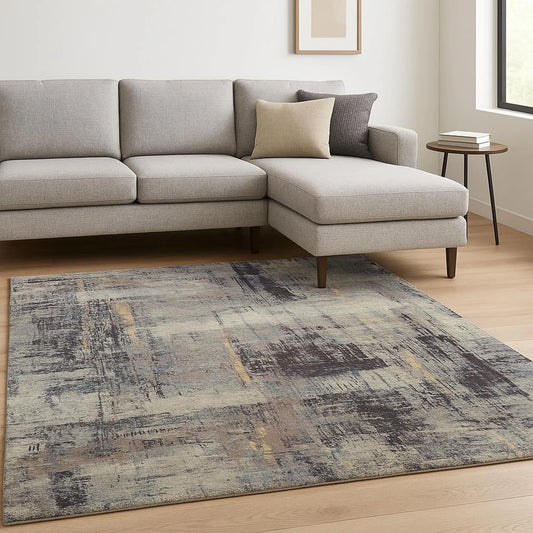 8' X 10' Purple Abstract Hand Knotted Area Rug