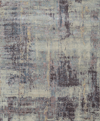 8' X 10' Purple Abstract Hand Knotted Area Rug