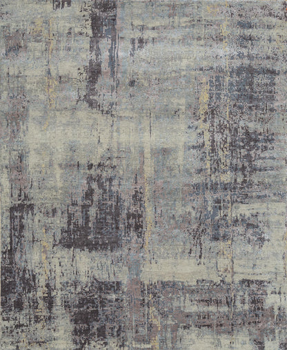 8' X 10' Purple Abstract Hand Knotted Area Rug
