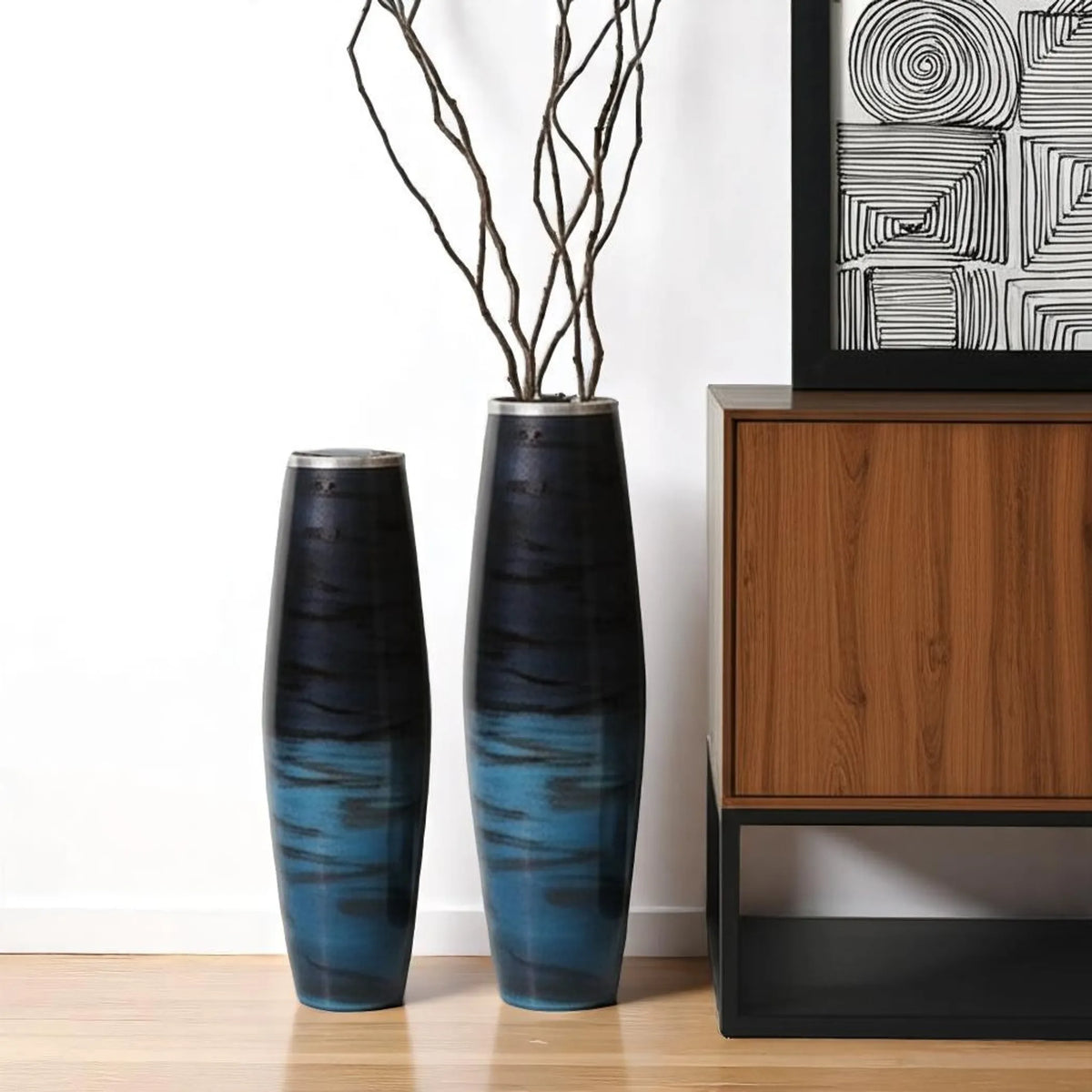 Abstract Glass Cylinder Floor Vases