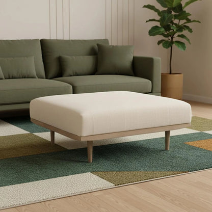 Wood Fabric Ottoman