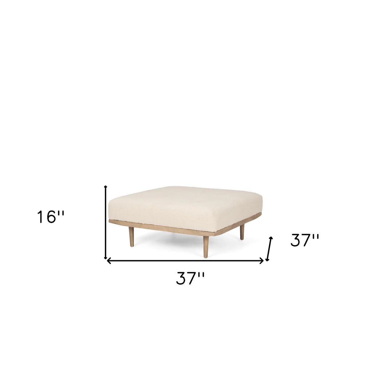Wood Fabric Ottoman