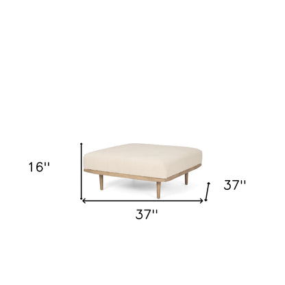 Wood Fabric Ottoman