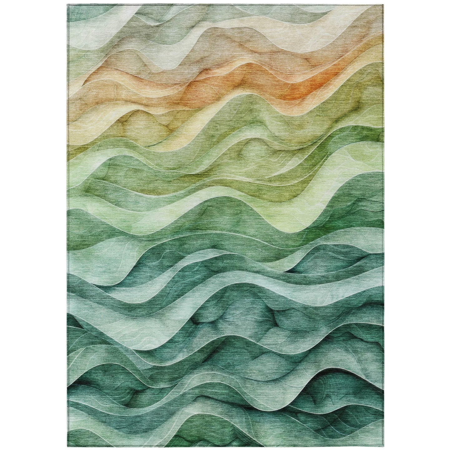 10' X 14' Teal Blue Abstract Washable Indoor Outdoor Area Rug