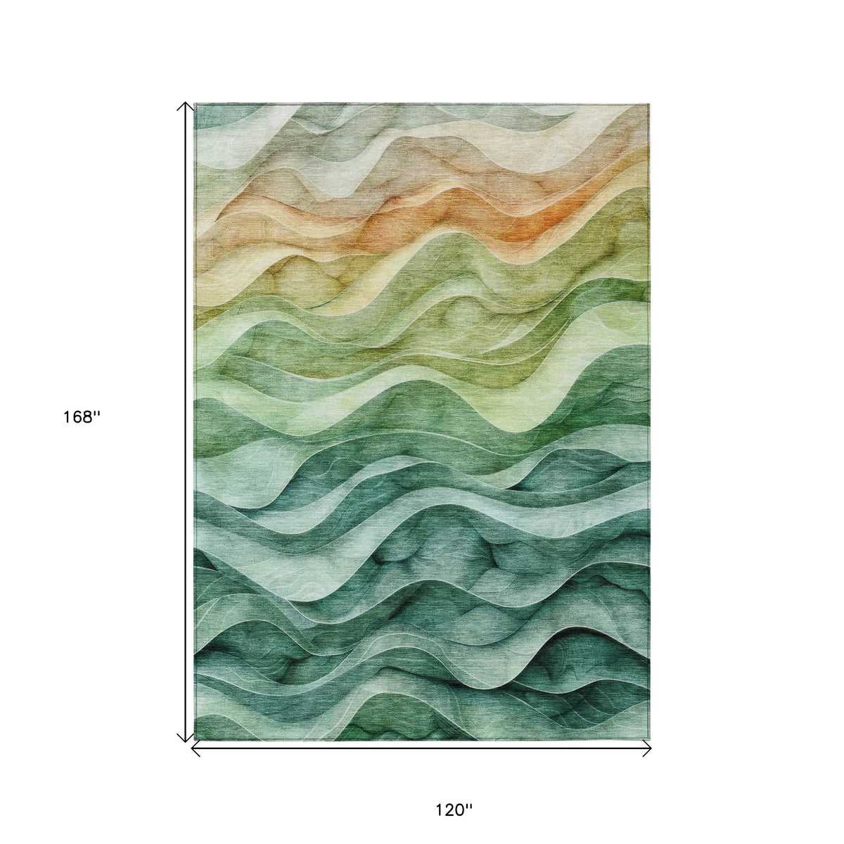 10' X 14' Teal Blue Abstract Washable Indoor Outdoor Area Rug