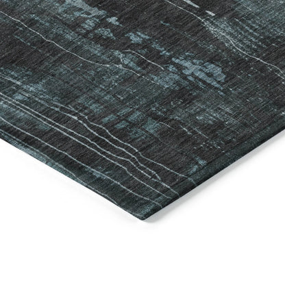 10' X 14' Teal Blue Gray And Ivory Abstract Washable Indoor Outdoor Area Rug