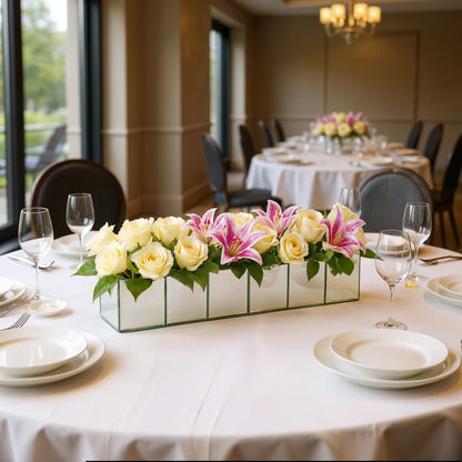 Set of Six MirroGlass Square Table Vases