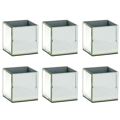 Set of Six MirroGlass Square Table Vases