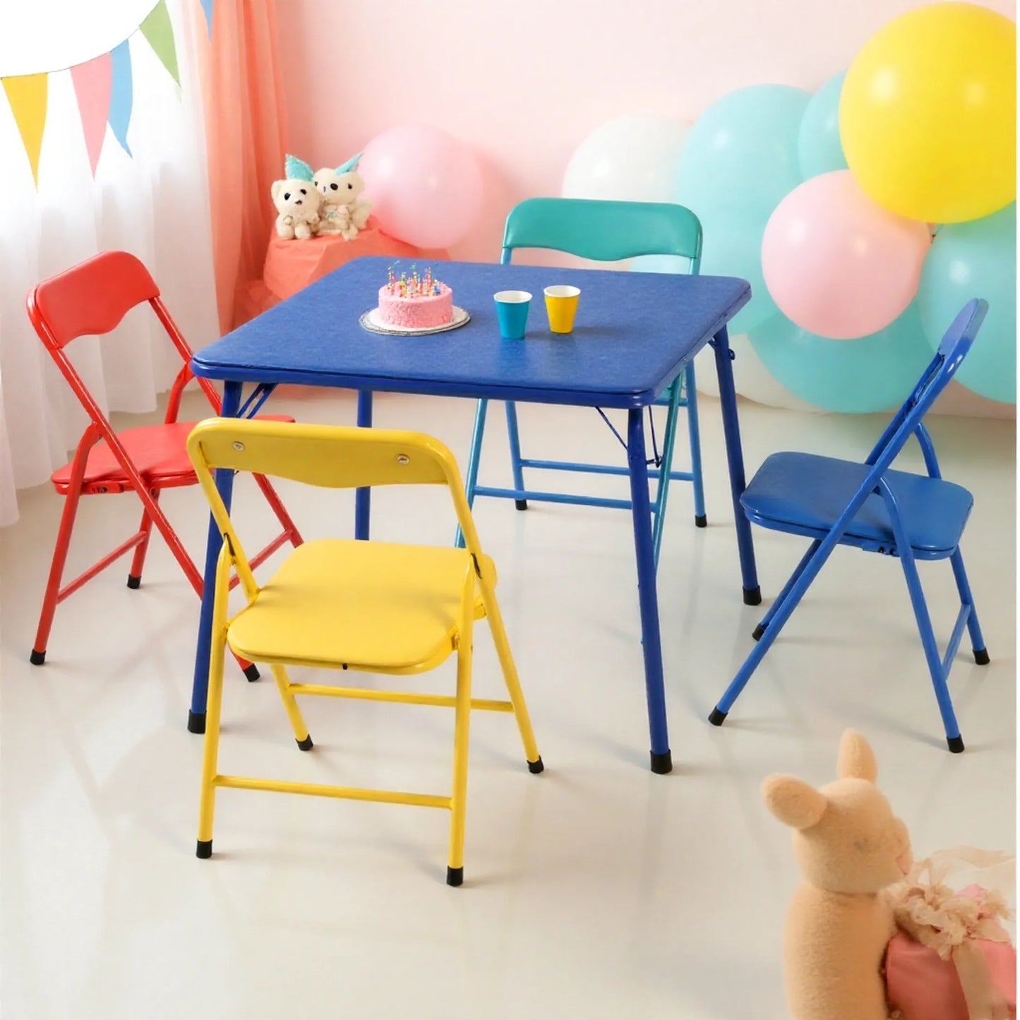 PVC Veneer Steel Square Furniture Set