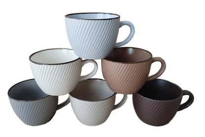 MARCELLE 6PC 16OZ MUG SET W/BLACK STAND In COLOR BOX