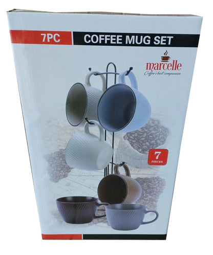 MARCELLE 6PC 16OZ MUG SET W/BLACK STAND In COLOR BOX