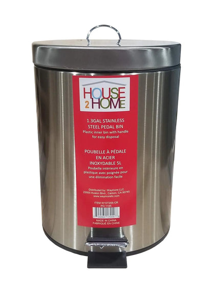 House 2 Home 5 L Stainless Steel Pedal Waste Bin