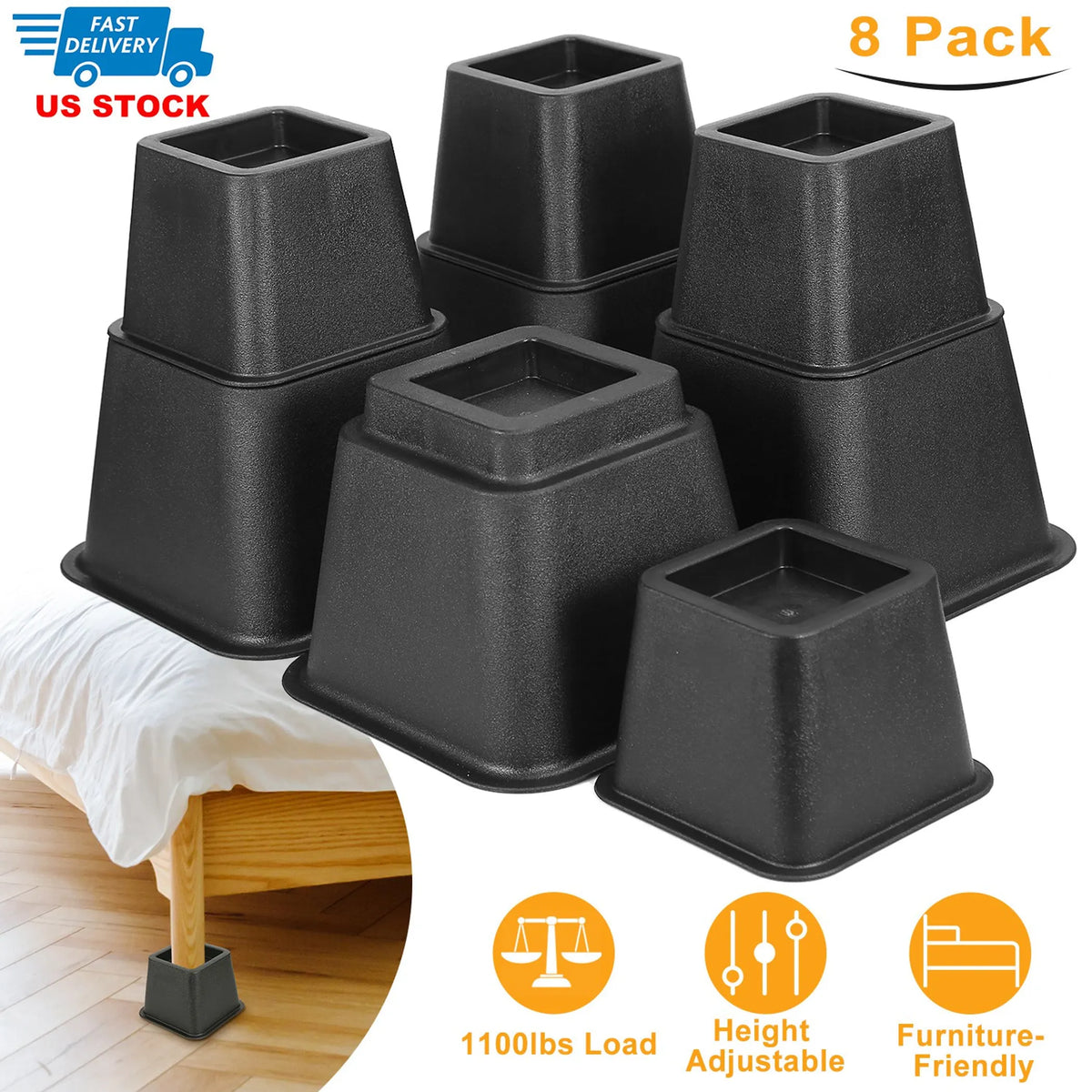 8Pcs Furniture Risers