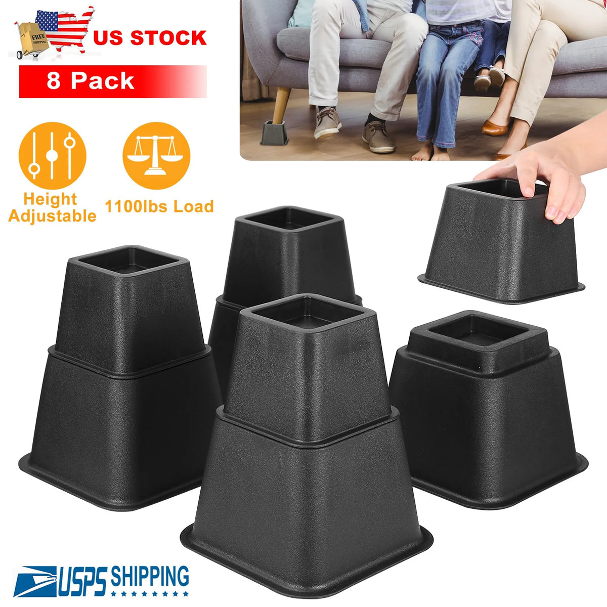 8Pcs Furniture Risers