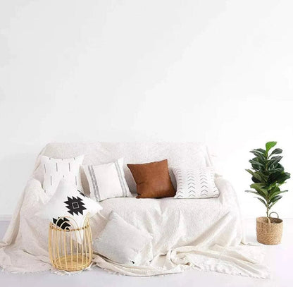 Cotton And Faux Leather Throw Pillow Cover Set 6